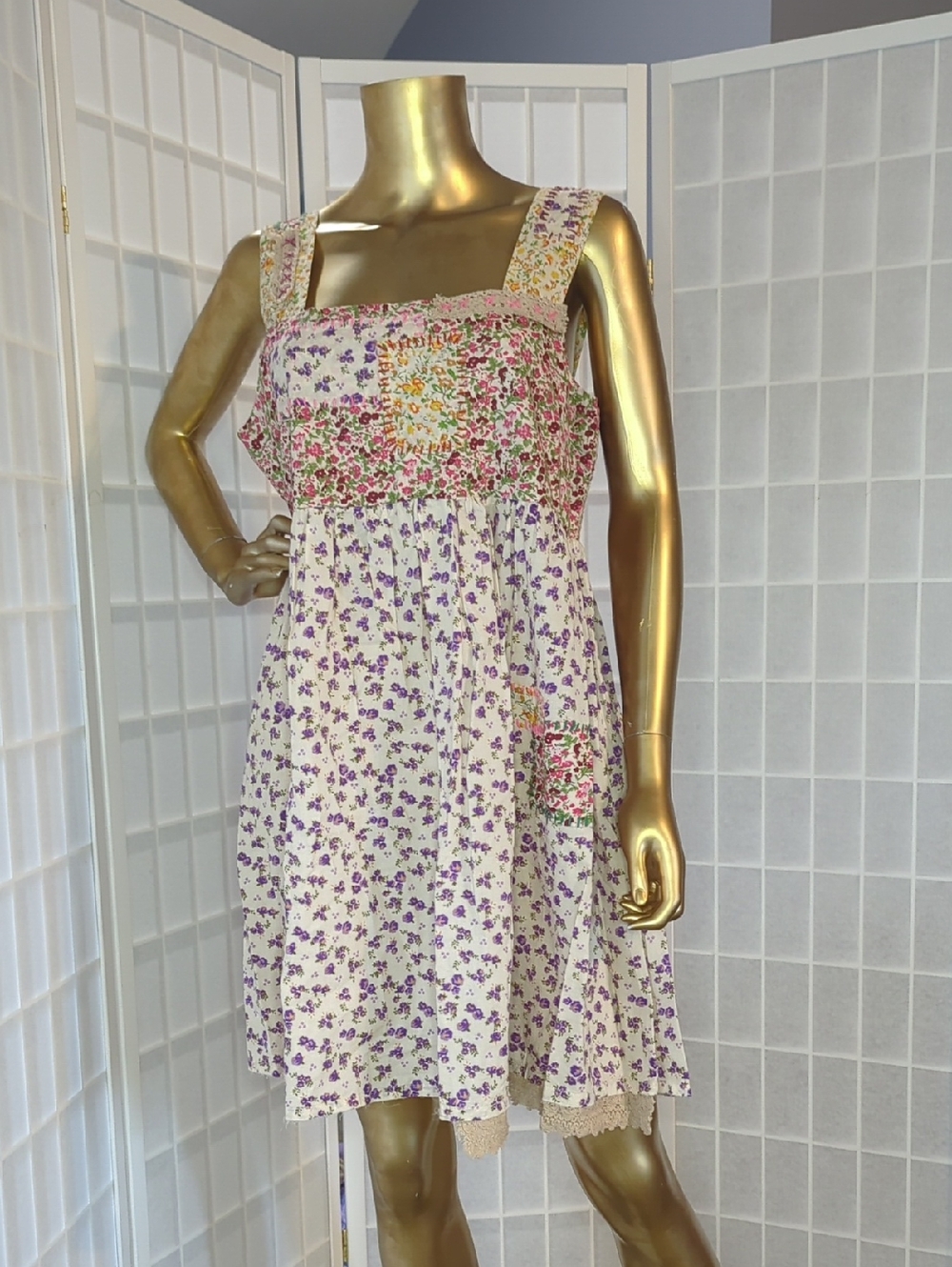 NATURAL LIFE Charlie Mini Dress with Purple Floral Print